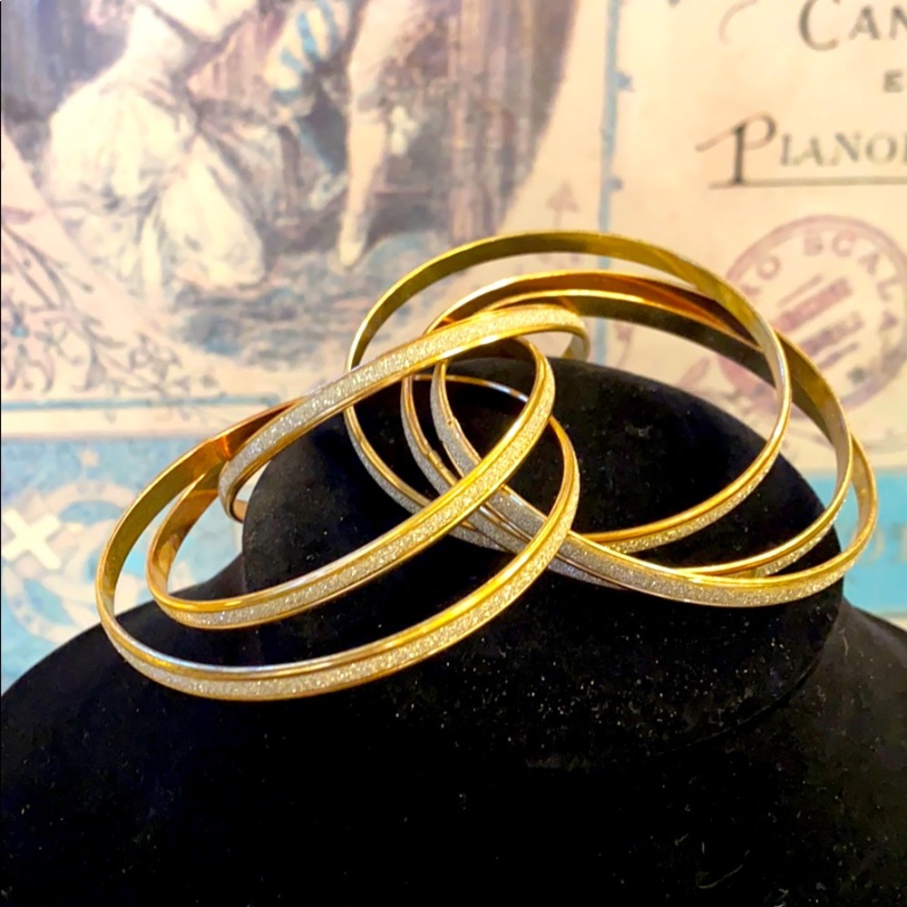 Gold silver sparkle bangles